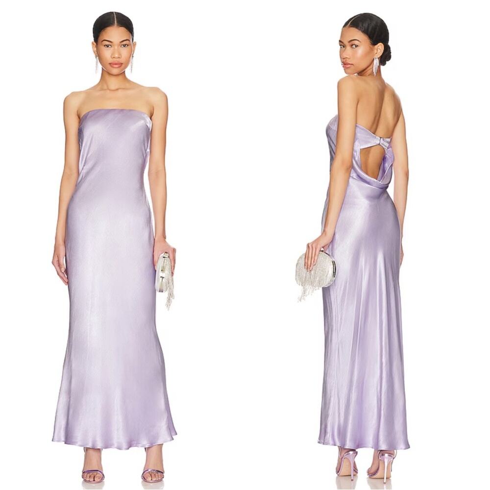 BEC + BRIDGE Moon Dance Strapless Purple Lilac Midi Dress Size 6